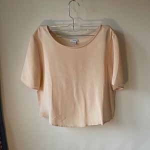 Unworn - Pink Cuyana Cropped Silk Tee - Size Small